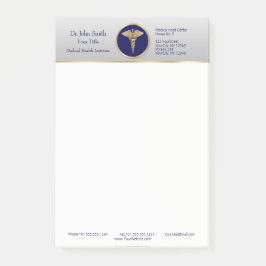 Gold Beruflich Medical Blue Caduceus Post-it Klebezettel