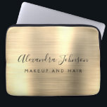 Gold-Beruflich-Metallic-Monogram-Geschäft Laptopschutzhülle<br><div class="desc">Moderne Gold Girly Make up und Hair Beauty Salon Imitats Metallic rostfrei elegante Monogram Werbeplakette oder Sleeve Werbe-Case (Promo). Dieses klassische berufliche Business-Computergehäuse kann so angepasst werden,  dass es Ihren mit Monogramm Skriptsignaturnamen und Ihren Beruf oder Ihre Position als Jobtitel enthält.</div>