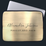 Gold-Beruflich-Metallic-Monogram-Geschäft Laptopschutzhülle<br><div class="desc">Moderne Gold Girly Make up und Hair Beauty Salon Imitats Metallic rostfrei elegante Monogram Werbeplakette oder Sleeve Werbe-Case (Promo). Dieses klassische berufliche Business-Computergehäuse kann so angepasst werden,  dass es Ihren mit Monogramm Skriptsignaturnamen und Ihren Beruf oder Ihre Position als Jobtitel enthält.</div>