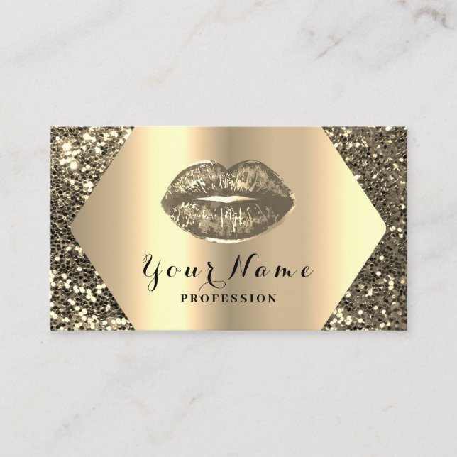 Gold Beruflich Permanent Makeup Artist Kiss Visitenkarte (Vorderseite)