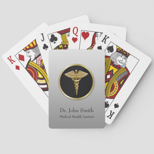 Gold Berufliche Medizin Caduceus Spielkarten (Rückseite)