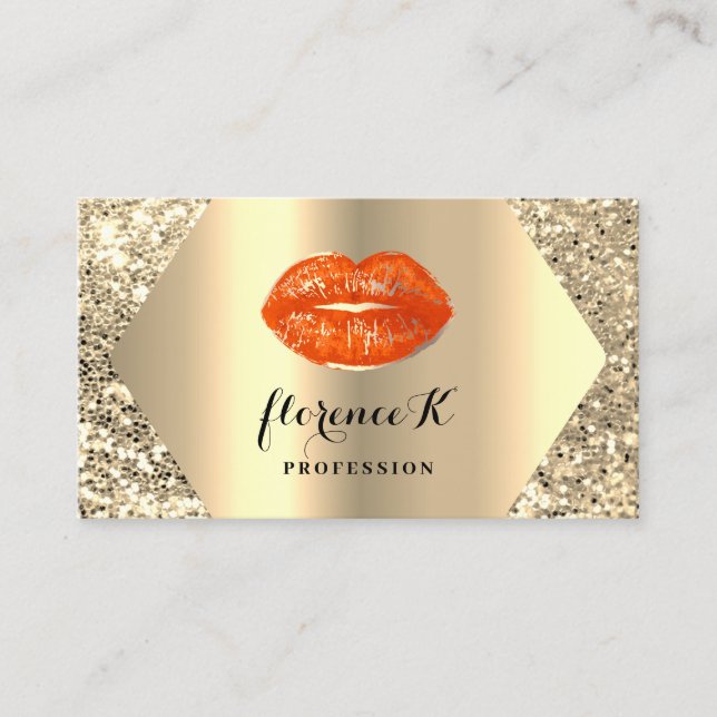 Gold Berufliches Permanente Makeup Artist Coral Visitenkarte (Vorderseite)