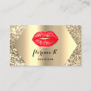 Gold Berufliches Permanentes Makeup Artist Red Visitenkarte
