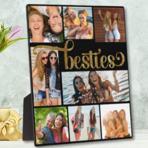 Gold Besties Foto Collage Trendy Script Schriftart Fotoplatte
