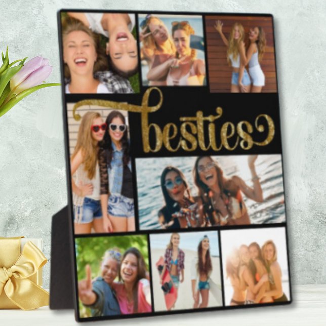 Gold Besties Foto Collage Trendy Script Schriftart Fotoplatte (Von Creator hochgeladen)
