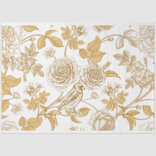 Gold Bird in Gold Bloom Seidenpapier