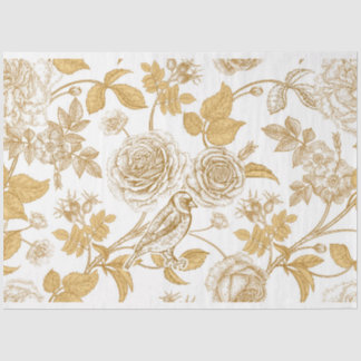 Gold Bird in Gold Bloom Seidenpapier