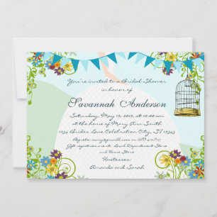 Gold Birdcage Bunting Garden Brautparty Einladung