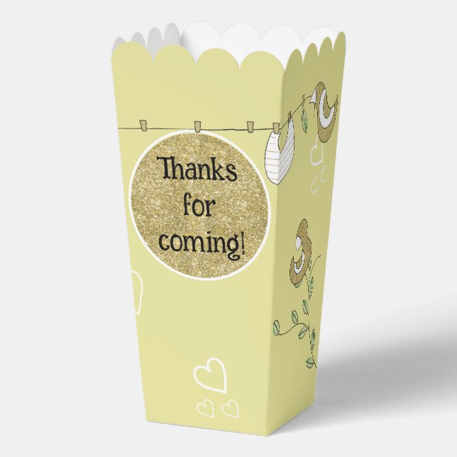 Gold Birds Baby Dusche Fevor Boxen Geschenkschachtel (Vorderseite)