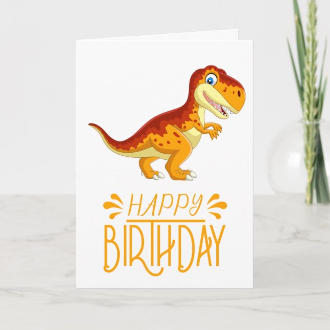 Gold Birthday Dinosaur Karte (Vorderseite)