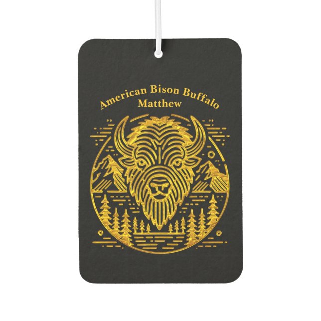 Gold Bison Amid Mountains and Trees Autolufterfrischer (Vorderseite)