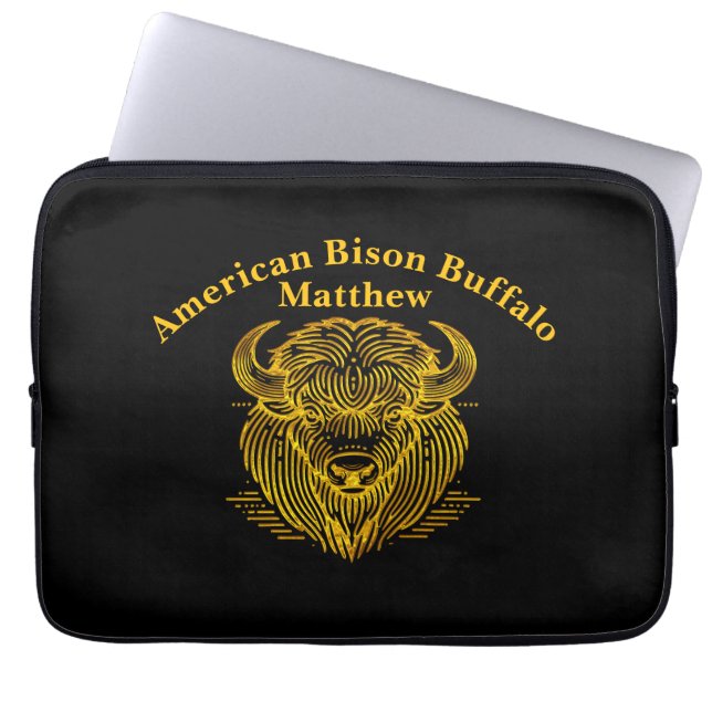 Gold Bison Buffalo Artwork mit aufwändigem Design Laptopschutzhülle (Vorderseite)