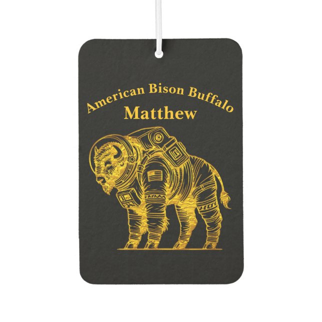 Gold Bison im Astronauten Anzug Erkundung des Welt Autolufterfrischer (Vorderseite)