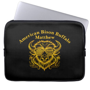 Gold Bison in Sonnenbrillen Illustration Laptopschutzhülle