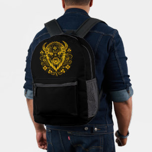 Gold-Bison mit Blumendesign Bedruckter Rucksack