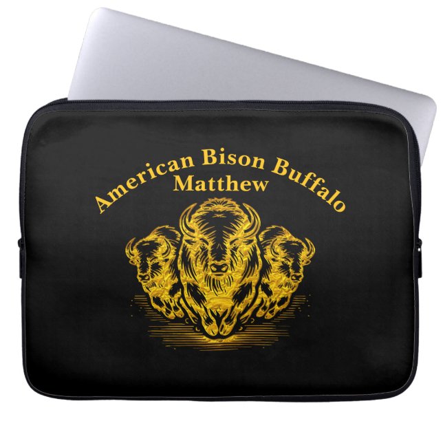 Gold Bison Stampede im Wilden Prärien Laptopschutzhülle (Vorderseite)