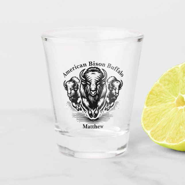 Gold Bison Stampede im Wilden Prärien Schnapsglas (Vorderseite)