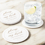 Gold Bitte nimm meinen Drink nicht, ich tanze. Runder Pappuntersetzer<br><div class="desc">Nimm bitte nicht mein Getränk,  ich tanze Hochzeitsfeier Untersetzer</div>
