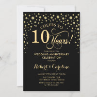 Gold Black 10 Jahre Jubiläumsfeier Einladung