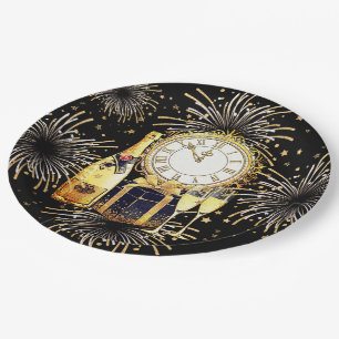 Gold Black 2023 Neues Jahr Party Pappteller