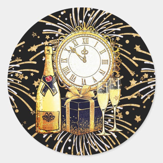 Gold Black 2023 Neues Jahr Party Runder Aufkleber (Vorderseite)