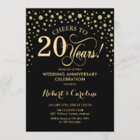 Gold Black 20 Jahre Jubiläumsfeier Einladung