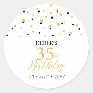 Gold & Black 35. Geburtstag Geschenk Danke Runder Aufkleber