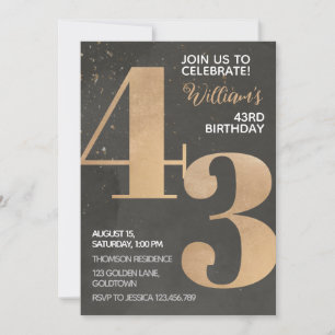 Gold Black 43e anniversaire Invitation