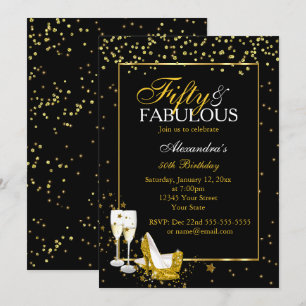 Gold Black 50 Fantastisches Birthday Champagner Pa Einladung