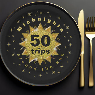 Gold Black 50. Geburtstagsparty Pappteller