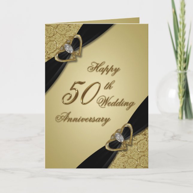 Gold Black 50. Hochzeitstag Karte (Vorderseite)
