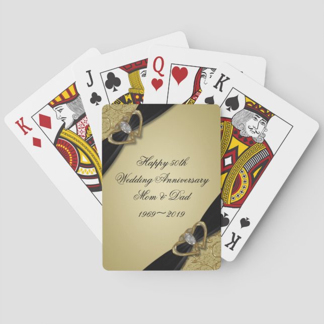 Gold Black 50. Hochzeitstag Spielkarten (Rückseite)