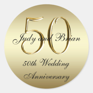 Gold Black 50. Wedding Anniversary Stickers