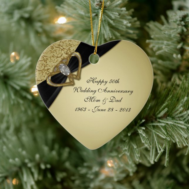 Gold Black 50th Wedding Anniversary Ornament (Baum)