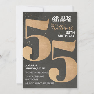 Gold Black 55e anniversaire Invitation