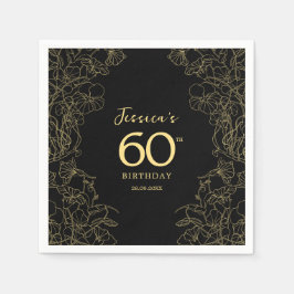Gold Black 60. Geburtstag Serviette