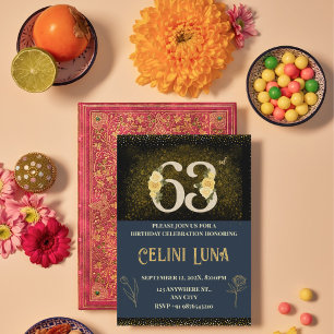 Gold & Black 63. Geburtstagseinladungen Einladung