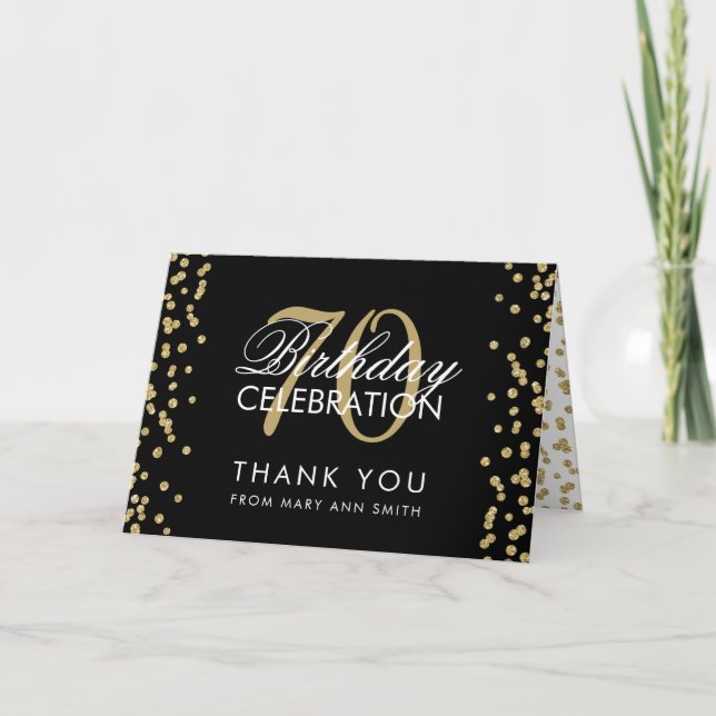 Gold Black 70 Anniversaire Merci Parties scintilla (Devant)