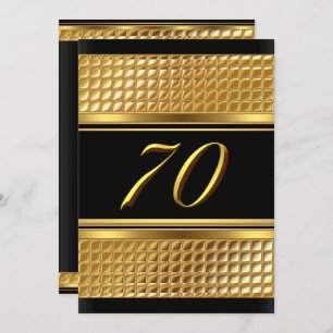 Gold & Black 70th Birthday Party Invitation