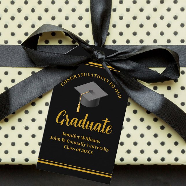 Gold Black Abschluss Gratulation Graduate Geschenkanhänger (Von Creator hochgeladen)