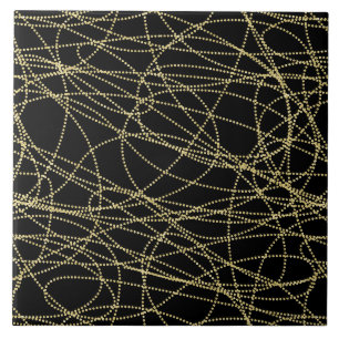 Gold Black Abstrakt Fliese