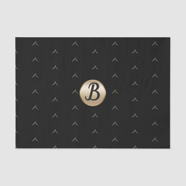Gold Black Abstrakt Glamour Glam Monogram Party Seidenpapier (Vorderseite)