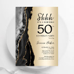 Gold Black Agate Überraschung 50. Geburtstag Einladung<br><div class="desc">Schwarz-Gold-Agate überrascht 50. Geburtstagsfeier Einladung. Elegantes modernes Design mit Gesteinsgeode-Hintergrund aus Stein,  Imitate Glitzer Gold und Typografie Drehbuch Schriftart. Die trendige Einladungskarte eignet sich perfekt für eine stilvolle Damenfeier. Gedruckte Zazzle Einladungen oder Sofortdownload digitalen druckbaren Vorlage.</div>
