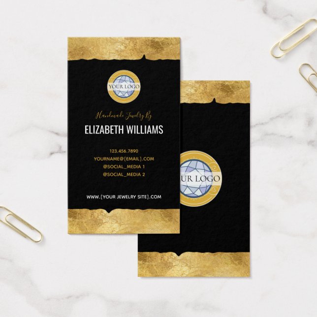 Gold Black Ajouter votre logo Cartes de visite (Bureau)