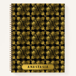 Gold Black Ancient Greece Meander Pattern Name Notizbuch