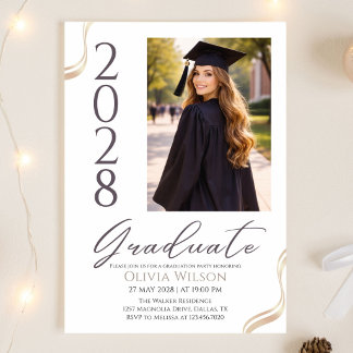 Gold Black and White Elegant Graduation Einladung