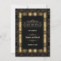 Gold Black Art Deco Gatsby 1920er Save the Date
