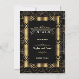 Gold Black Art Deco Gatsby 1920er Save the Date