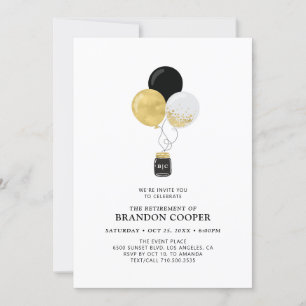 Gold & Black Balloons Modernes Party für das Ruhes Einladung