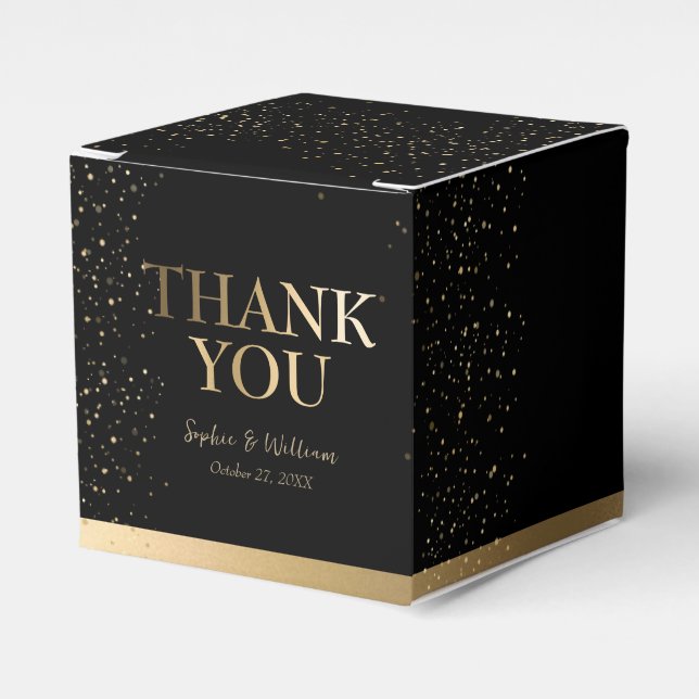 Gold & Black Beautiful Elegante Wedding Vielen Dan Geschenkschachtel (Vorderseite)